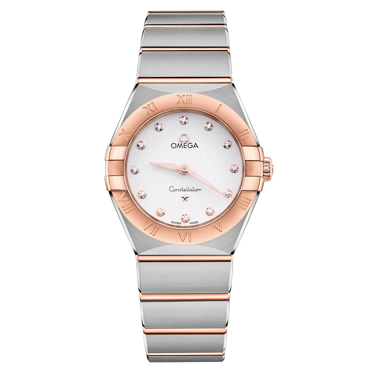 Omega Constellation Series 131.20.28.60.55.001 Watch with 28mm White Mother-of-Pearl Dial and Gold Steel Quartz Movement / whp033368