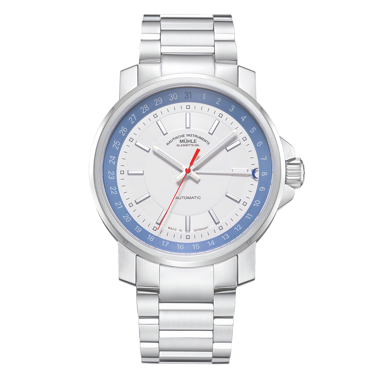 Glashütte Original Sporty Automatic Men's Watch M1-25-32-MB, 42.5MM White Dial, Stainless Steel/WHT030012