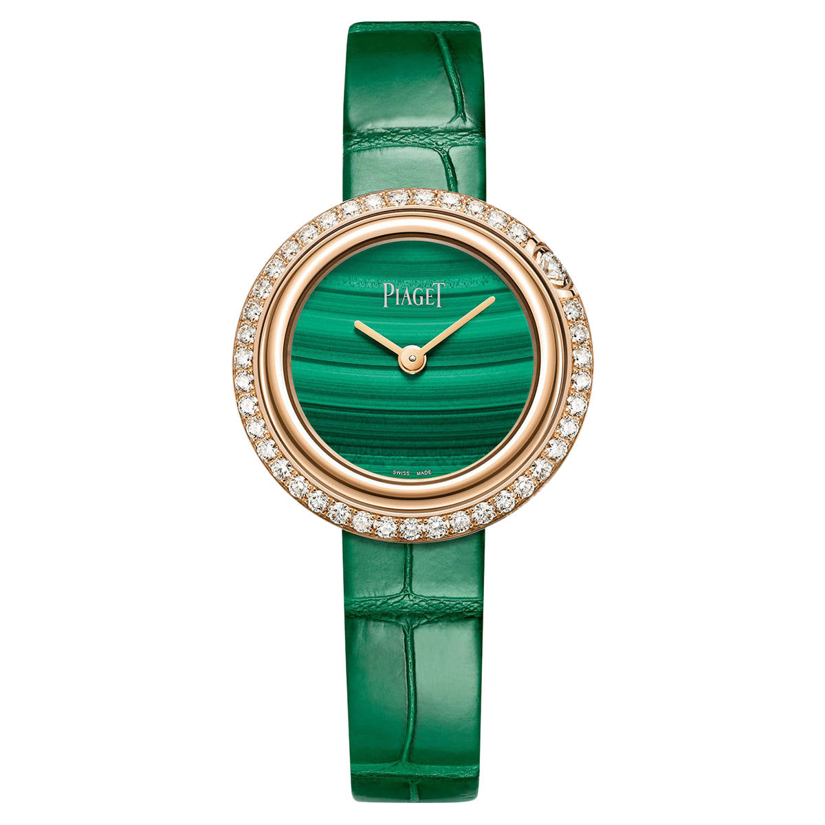 PIAGET (伯爵) POSSESSION series G0A44187 quartz movement, 29MM， green dial， 18K rose gold with original diamonds， women's watch / WHP032887