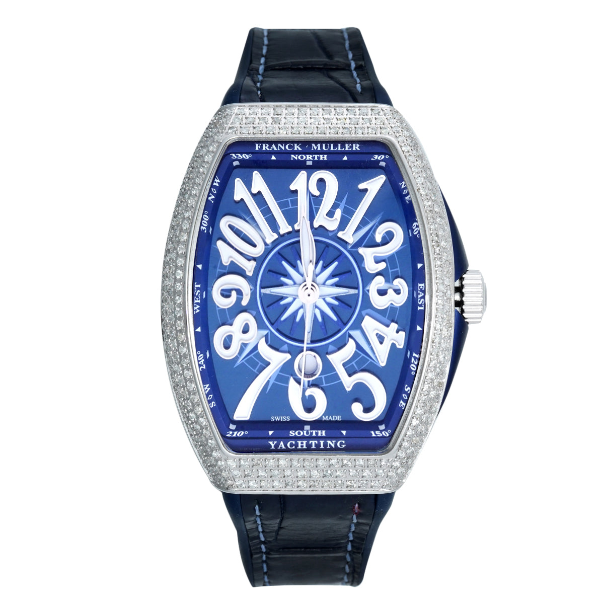 Franck Muller V35 Yacht Automatic Watch with Full - set and Rear - set Diamonds, 36*46mm, Stainless Steel/WHT029831