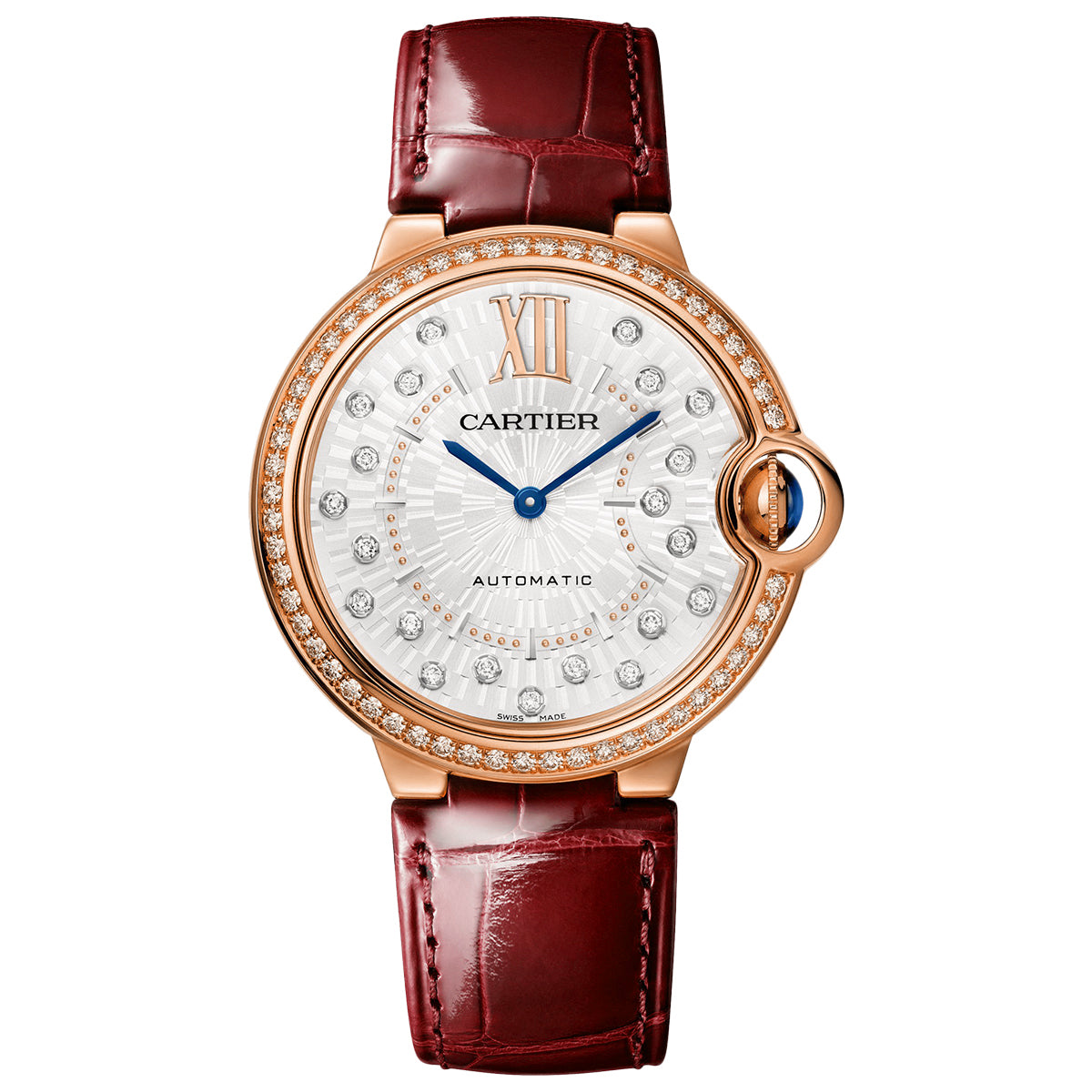 Cartier (Cardi) Blue Balloon Collection WJBB0081 Automatic Mechanical 36MM White Dial 18K Rose Gold Set with Genuine Diamonds  / WHP029560
