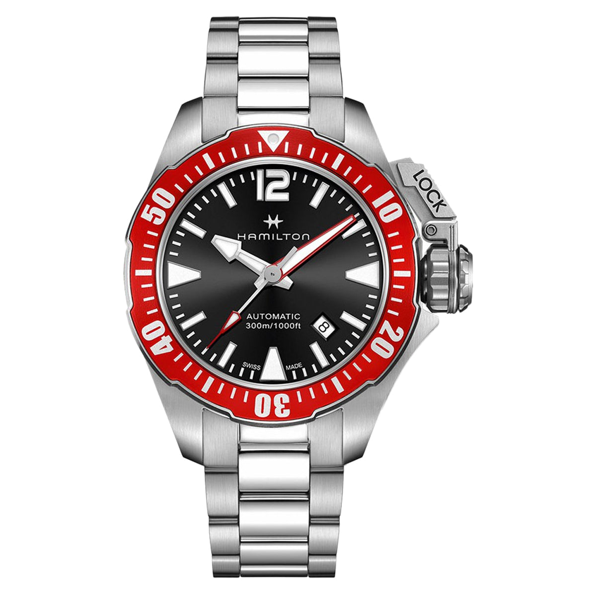 Hamilton Khaki Navy Series H77725135 Automatic Mechanical Men's Watch, 42MM Black Dial Stainless Steel/WHT030004