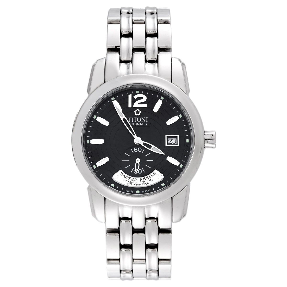 Titoni Men's Series 83688 S-296 Automatic Mechanical Men's Watch, 40MM Black Dial, Stainless Steel/WHT030013