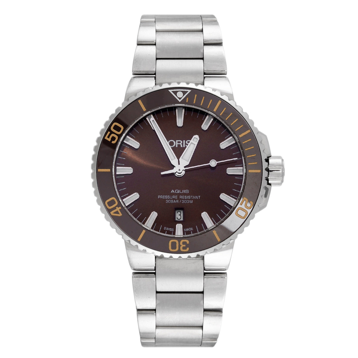 Oris Aquis Automatic Men's Watch 01-733-7730-4152-07-8-24-05, 43.5MM Coffee Dial, Stainless Steel/WHT030000