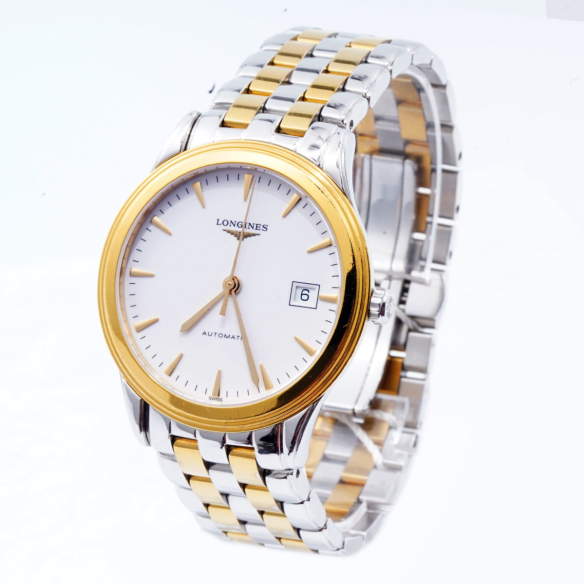 Longines Elegant Series L4.874.3.22.7 Watch 38.5mm White Stainless steel with gold plating Automatic mechanical / WHP034012
