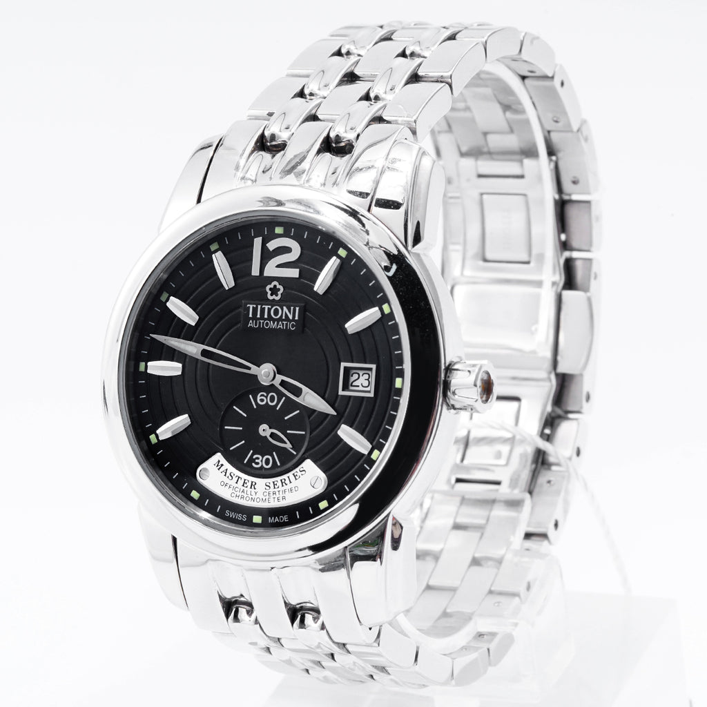 Titoni Men's Series 83688 S-296 Automatic Mechanical Men's Watch, 40MM Black Dial, Stainless Steel/WHT030013