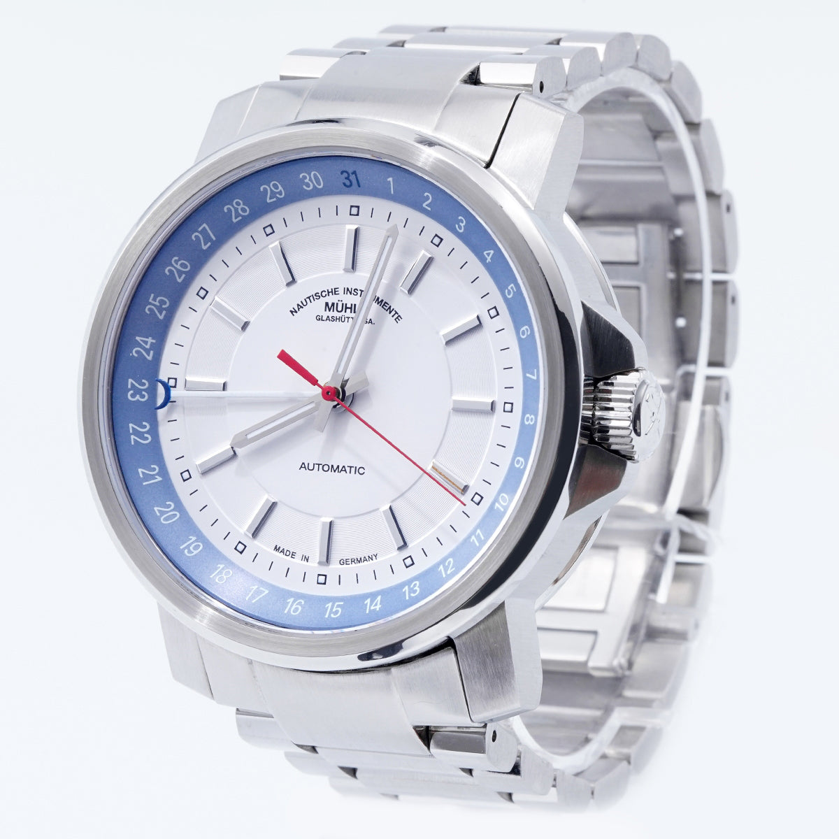 Glashütte Original Sporty Automatic Men's Watch M1-25-32-MB, 42.5MM White Dial, Stainless Steel/WHT030012
