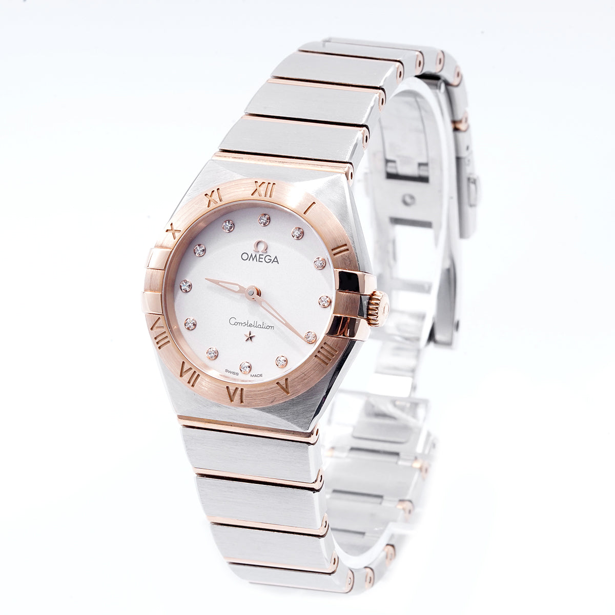 Omega Constellation Series 131.20.28.60.55.001 Watch with 28mm White Mother-of-Pearl Dial and Gold Steel Quartz Movement  / whp033368