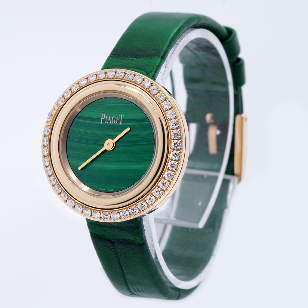PIAGET (伯爵) POSSESSION series G0A44187 quartz movement, 29MM， green dial， 18K rose gold with original diamonds， women's watch / WHP032887