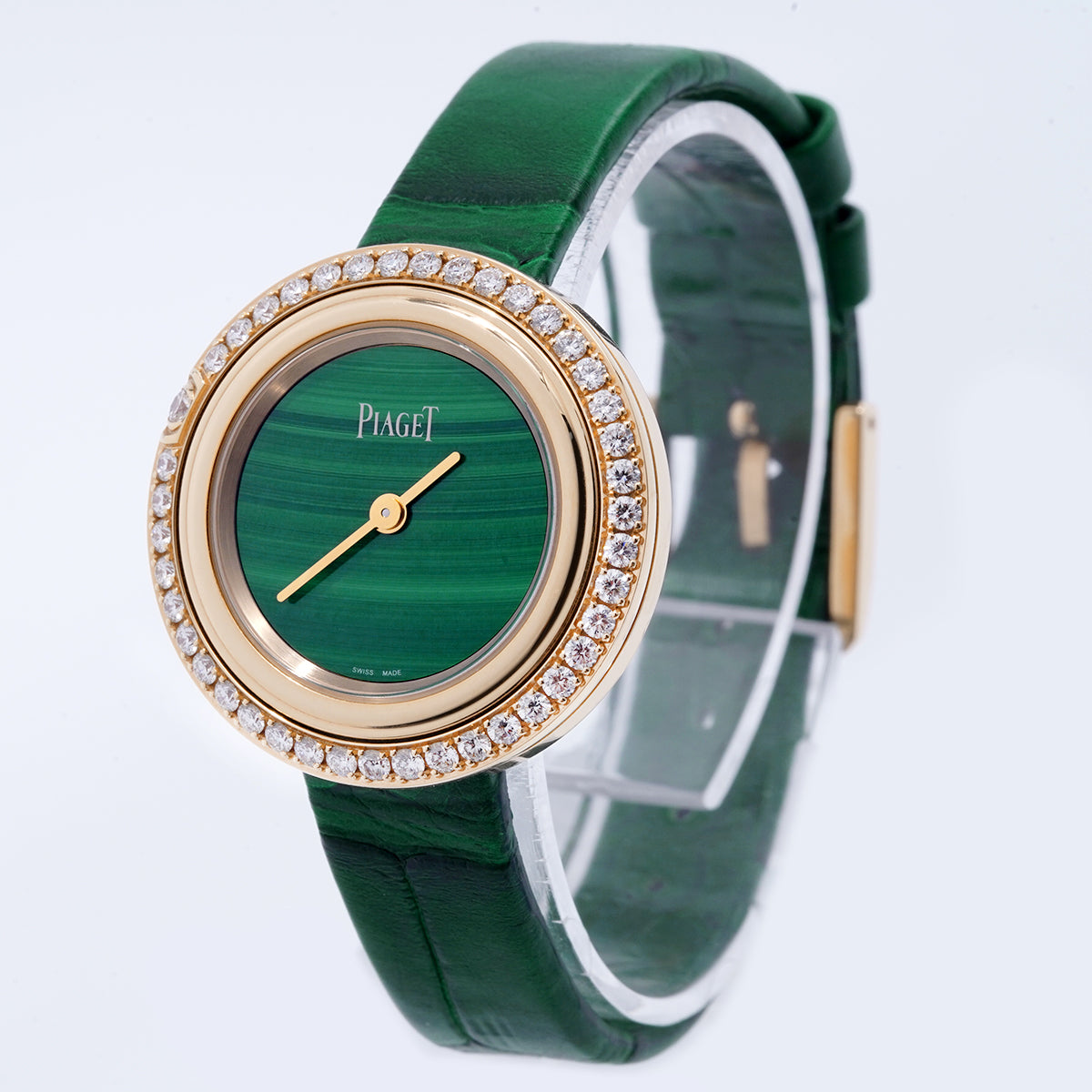 PIAGET (伯爵) POSSESSION series G0A44187 quartz movement, 29MM， green dial， 18K rose gold with original diamonds， women's watch / WHP032887