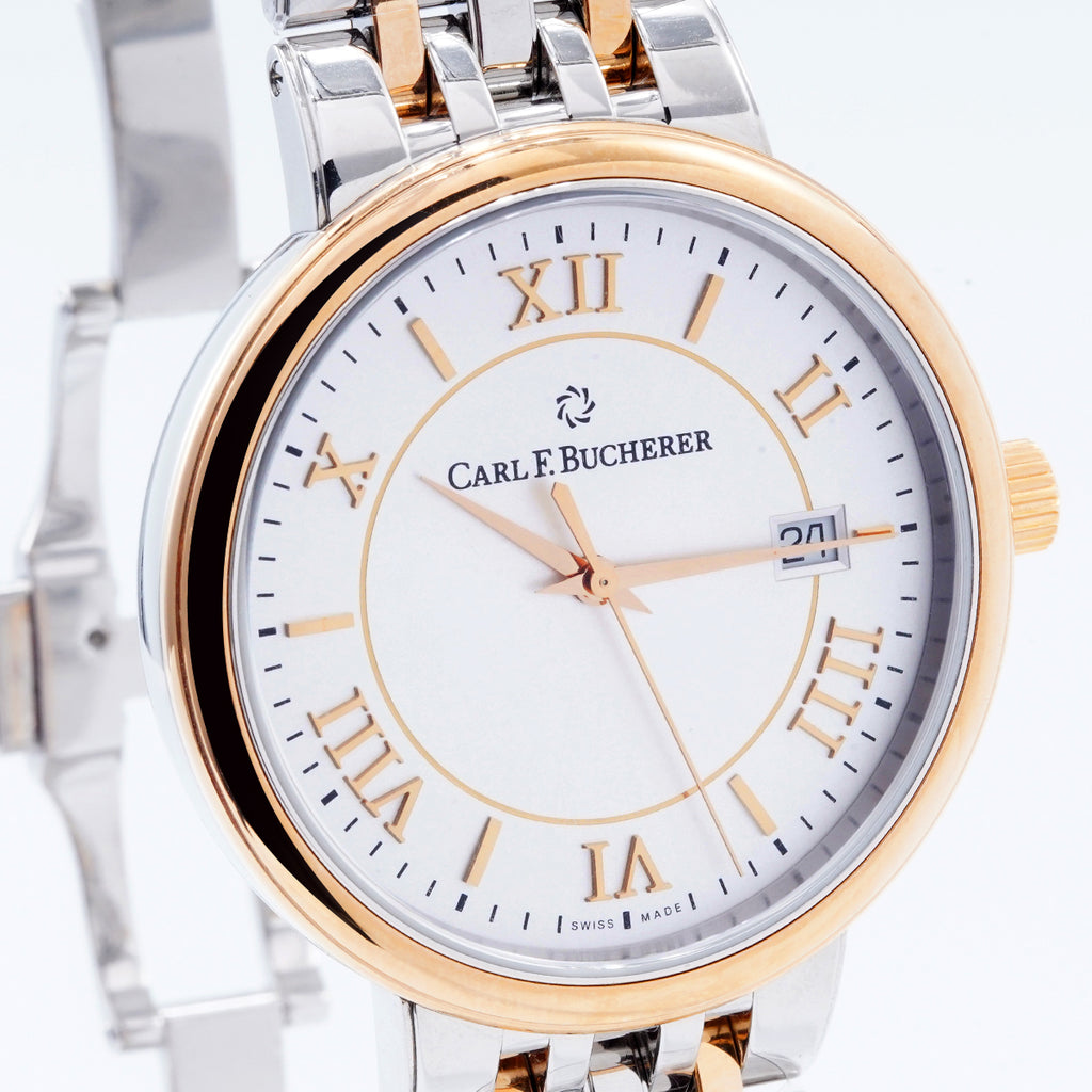 Carl F. Bucherer Adamavi Automatic Stainless Steel and 18k Rose Gold Silver Dial Date Mens Watch（ 00.10314.07.15.21）