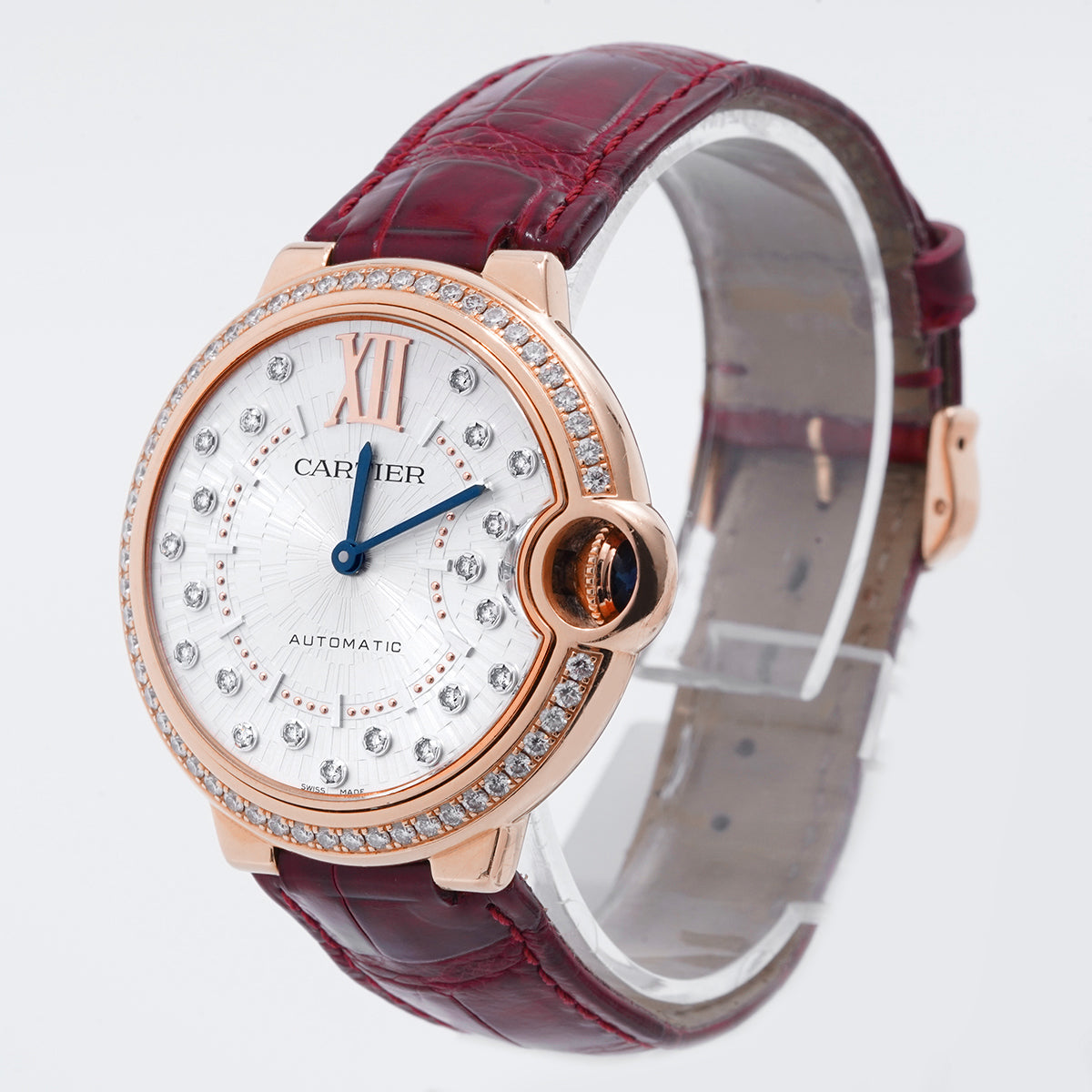 Cartier (Cardi) Blue Balloon Collection WJBB0081 Automatic Mechanical 36MM White Dial 18K Rose Gold Set with Genuine Diamonds  / WHP029560