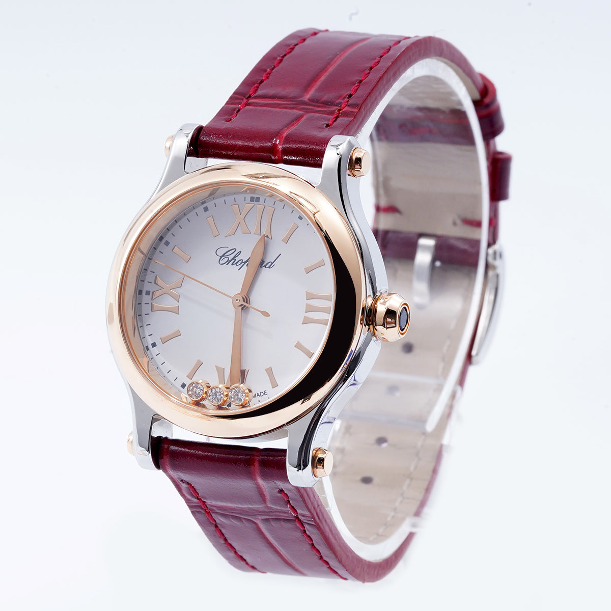 Chopard HAPPY SPORT series 278590-6001 wristwatch, 30mm white dial, gold case, quartz movement / WHP033998