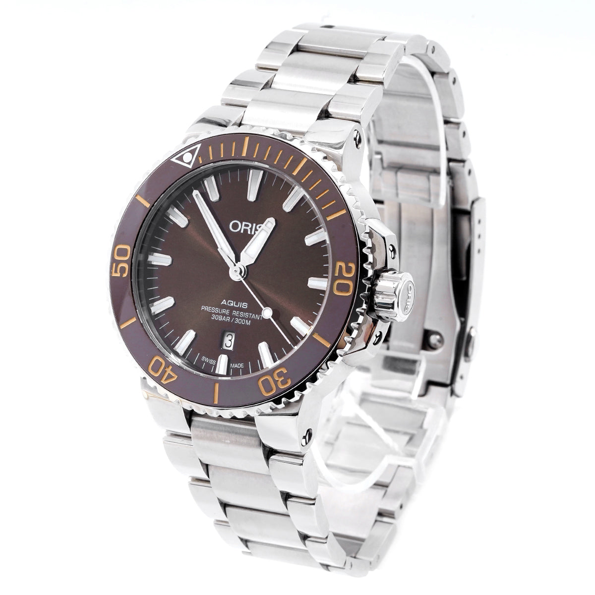 Oris Aquis Automatic Men's Watch 01-733-7730-4152-07-8-24-05, 43.5MM Coffee Dial, Stainless Steel/WHT030000