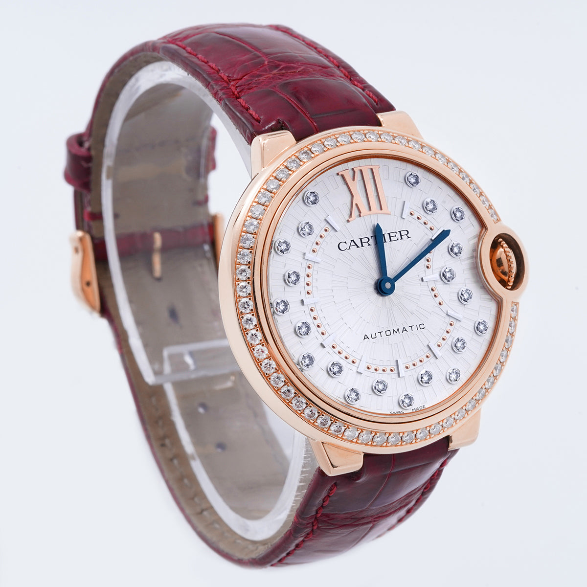 Cartier (Cardi) Blue Balloon Collection WJBB0081 Automatic Mechanical 36MM White Dial 18K Rose Gold Set with Genuine Diamonds  / WHP029560