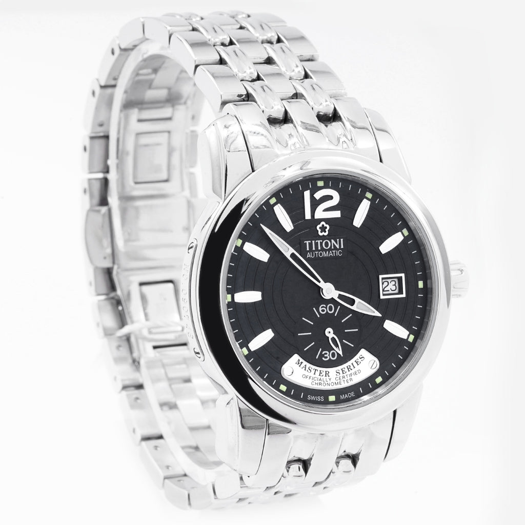 Titoni Men's Series 83688 S-296 Automatic Mechanical Men's Watch, 40MM Black Dial, Stainless Steel/WHT030013