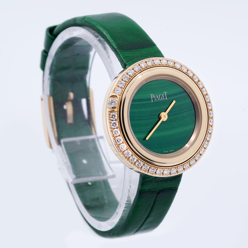 PIAGET (伯爵) POSSESSION series G0A44187 quartz movement, 29MM， green dial， 18K rose gold with original diamonds， women's watch / WHP032887