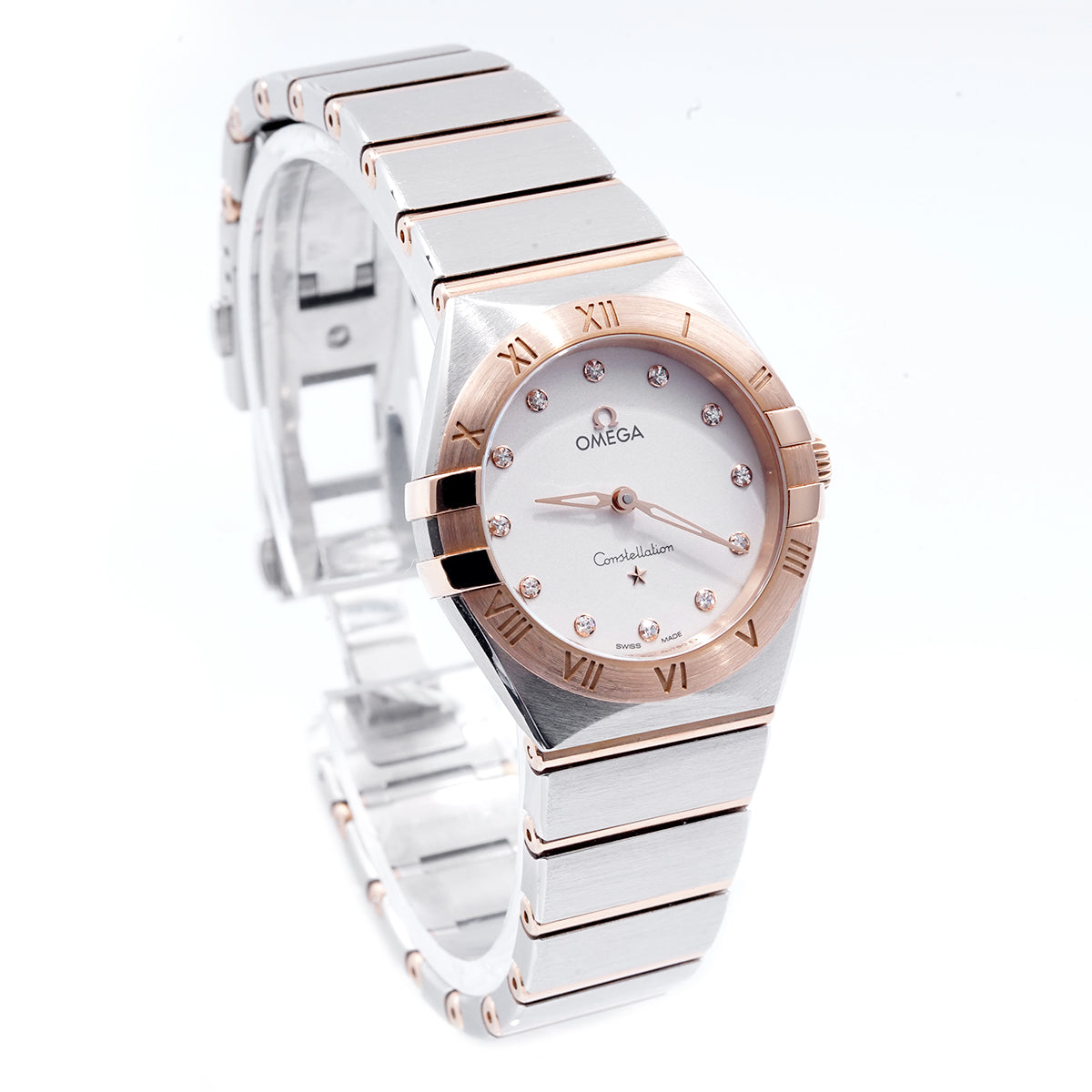 Omega Constellation Series 131.20.28.60.55.001 Watch with 28mm White Mother-of-Pearl Dial and Gold Steel Quartz Movement  / whp033368
