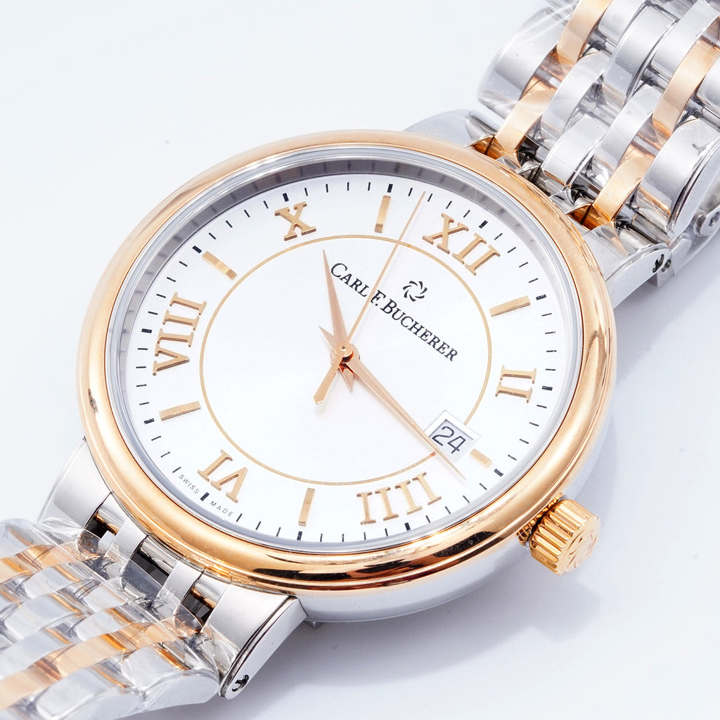 Carl F. Bucherer Adamavi Automatic Stainless Steel and 18k Rose Gold Silver Dial Date Mens Watch（ 00.10314.07.15.21）