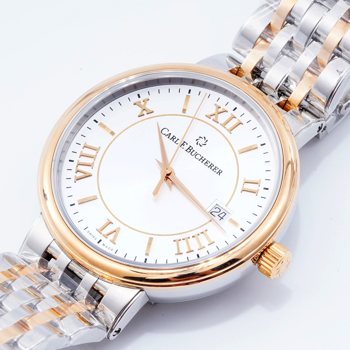 Carl F. Bucherer Adamavi Automatic Stainless Steel and 18k Rose Gold Silver Dial Date Mens Watch（ 00.10314.07.15.21）