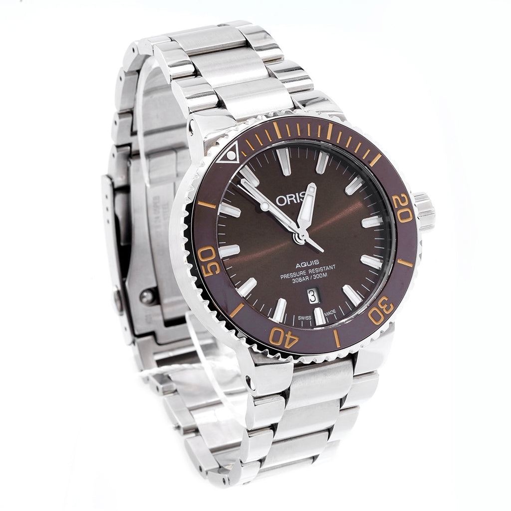 Oris Aquis Automatic Men's Watch 01-733-7730-4152-07-8-24-05, 43.5MM Coffee Dial, Stainless Steel/WHT030000