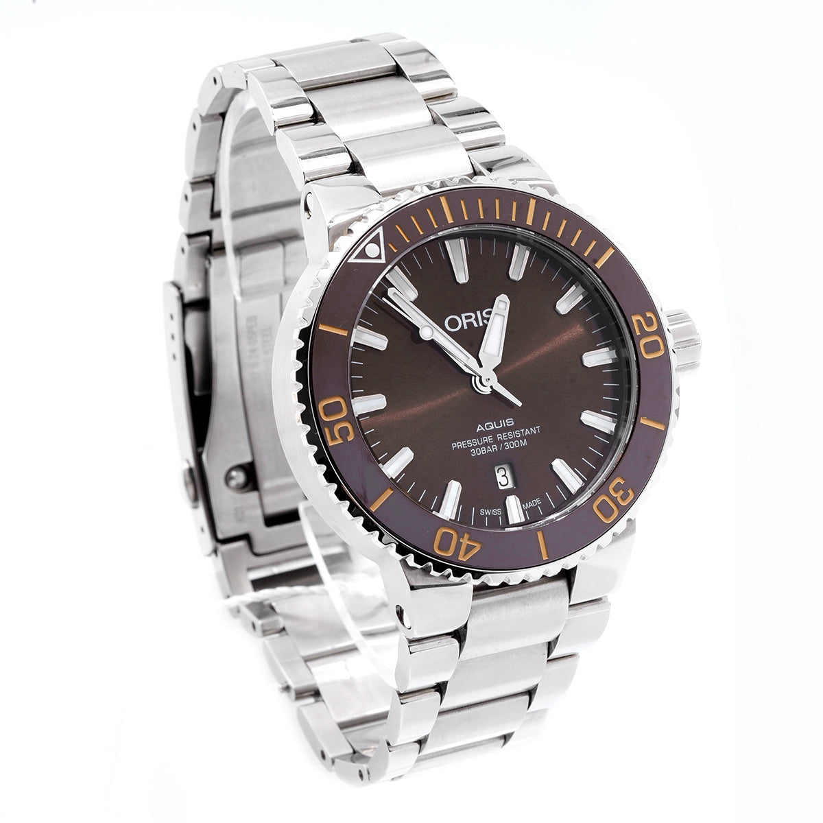 Oris Aquis Automatic Men's Watch 01-733-7730-4152-07-8-24-05, 43.5MM Coffee Dial, Stainless Steel/WHT030000