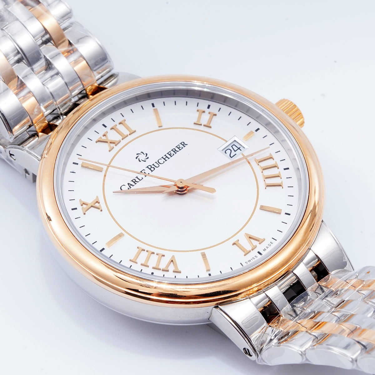 Carl F. Bucherer Adamavi Automatic Stainless Steel and 18k Rose Gold Silver Dial Date Mens Watch（ 00.10314.07.15.21）