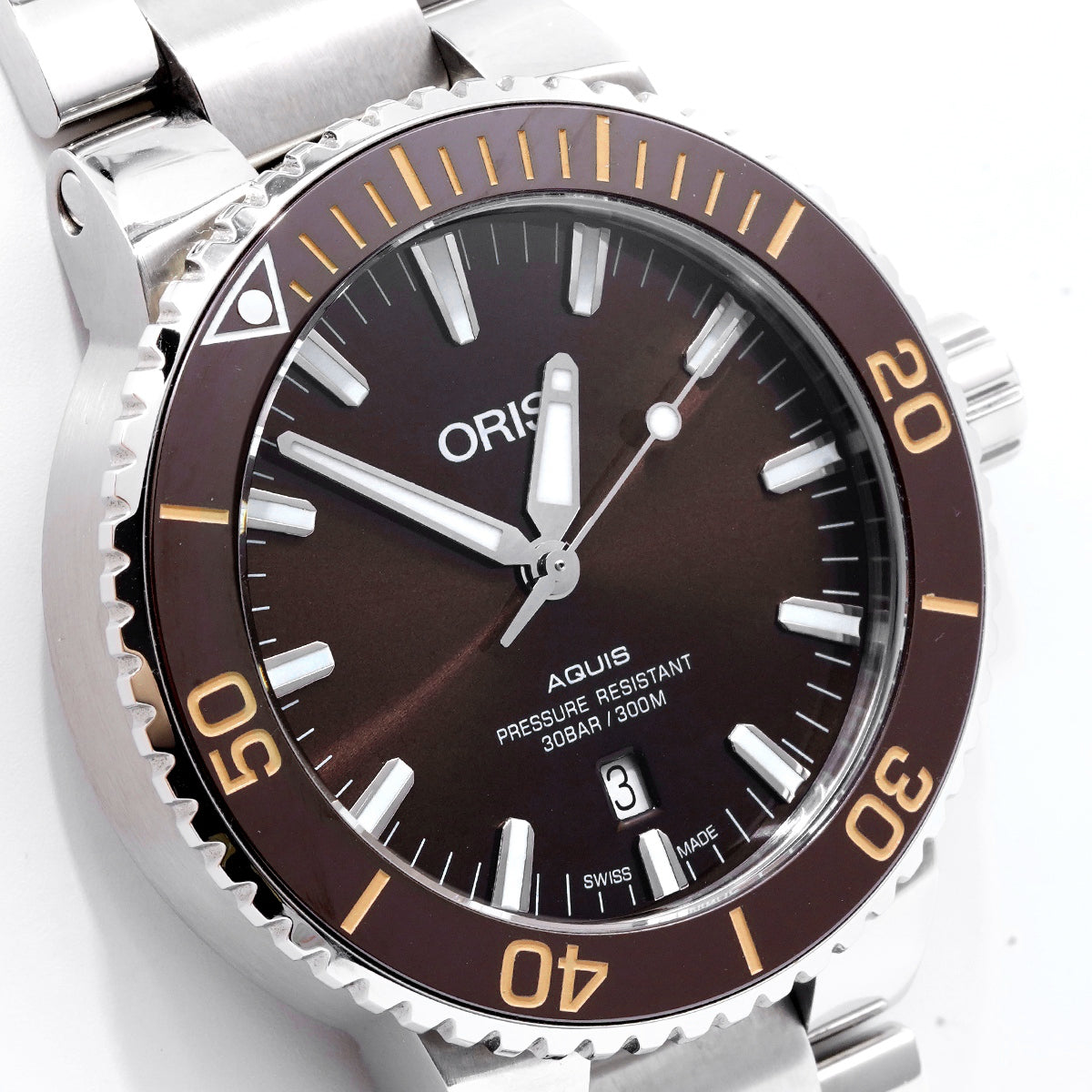 Oris Aquis Automatic Men's Watch 01-733-7730-4152-07-8-24-05, 43.5MM Coffee Dial, Stainless Steel/WHT030000