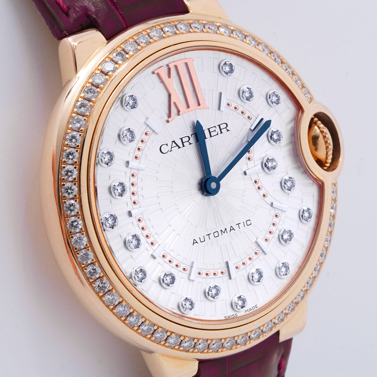 Cartier (Cardi) Blue Balloon Collection WJBB0081 Automatic Mechanical 36MM White Dial 18K Rose Gold Set with Genuine Diamonds  / WHP029560