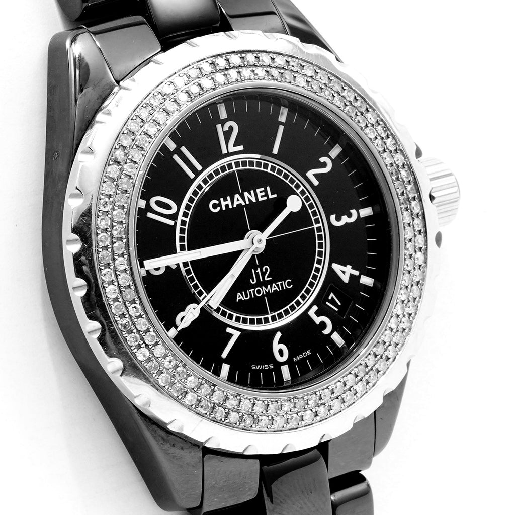 Chanel J12 Automatic Watch with Rear - set Diamonds, 39mm Black Dial, Ceramic/WHP028524