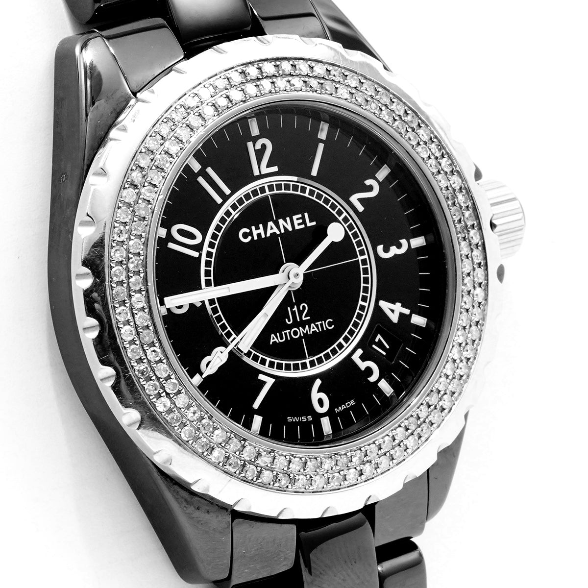 Chanel J12 Automatic Watch with Rear - set Diamonds, 39mm Black Dial, Ceramic/WHP028524