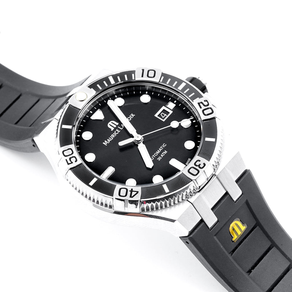 Maurice Lacroix AIKON Automatic Men's Watch AI6058-SS001-330-1, 43MM Black Dial, Stainless Steel/WHT030005