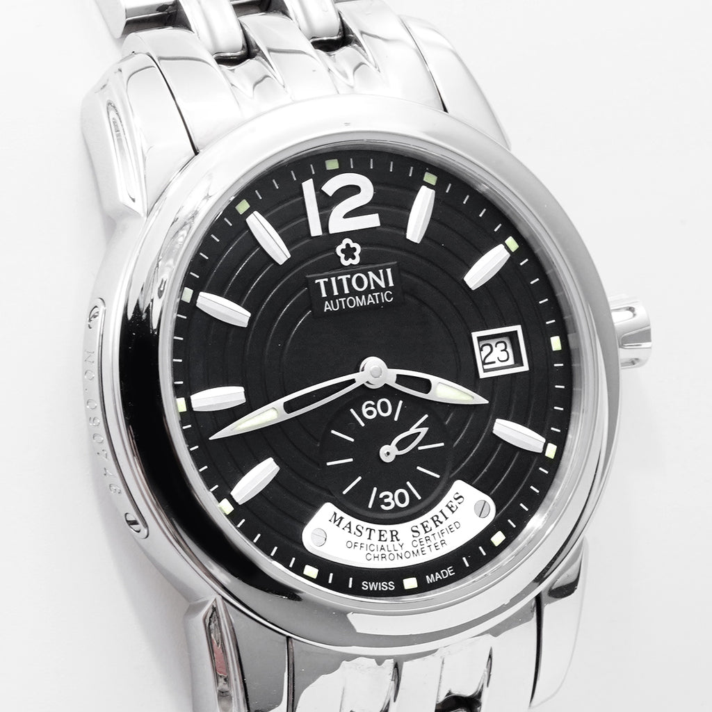 Titoni Men's Series 83688 S-296 Automatic Mechanical Men's Watch, 40MM Black Dial, Stainless Steel/WHT030013