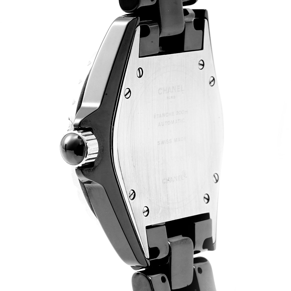 Chanel J12 Automatic Watch with Rear - set Diamonds, 39mm Black Dial, Ceramic/WHP028524