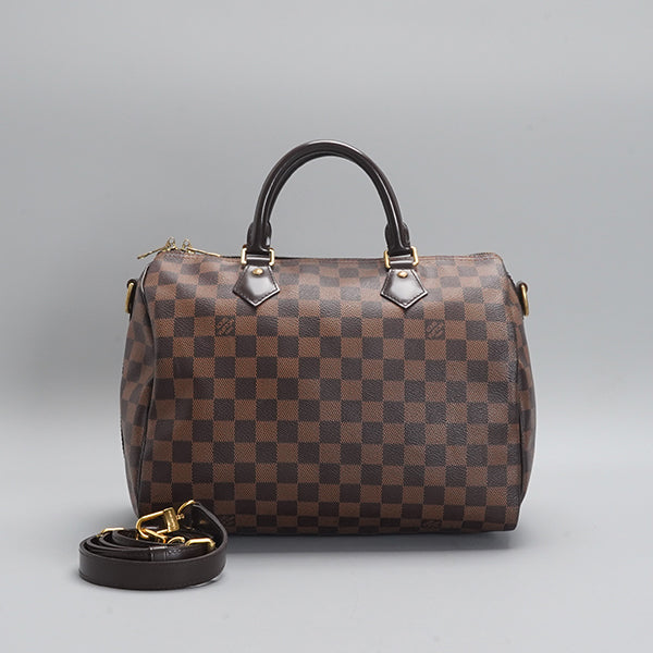 Louis Vuitton speedy30 Shoulder bag with straps, checkered pattern, brown color, BGP19792