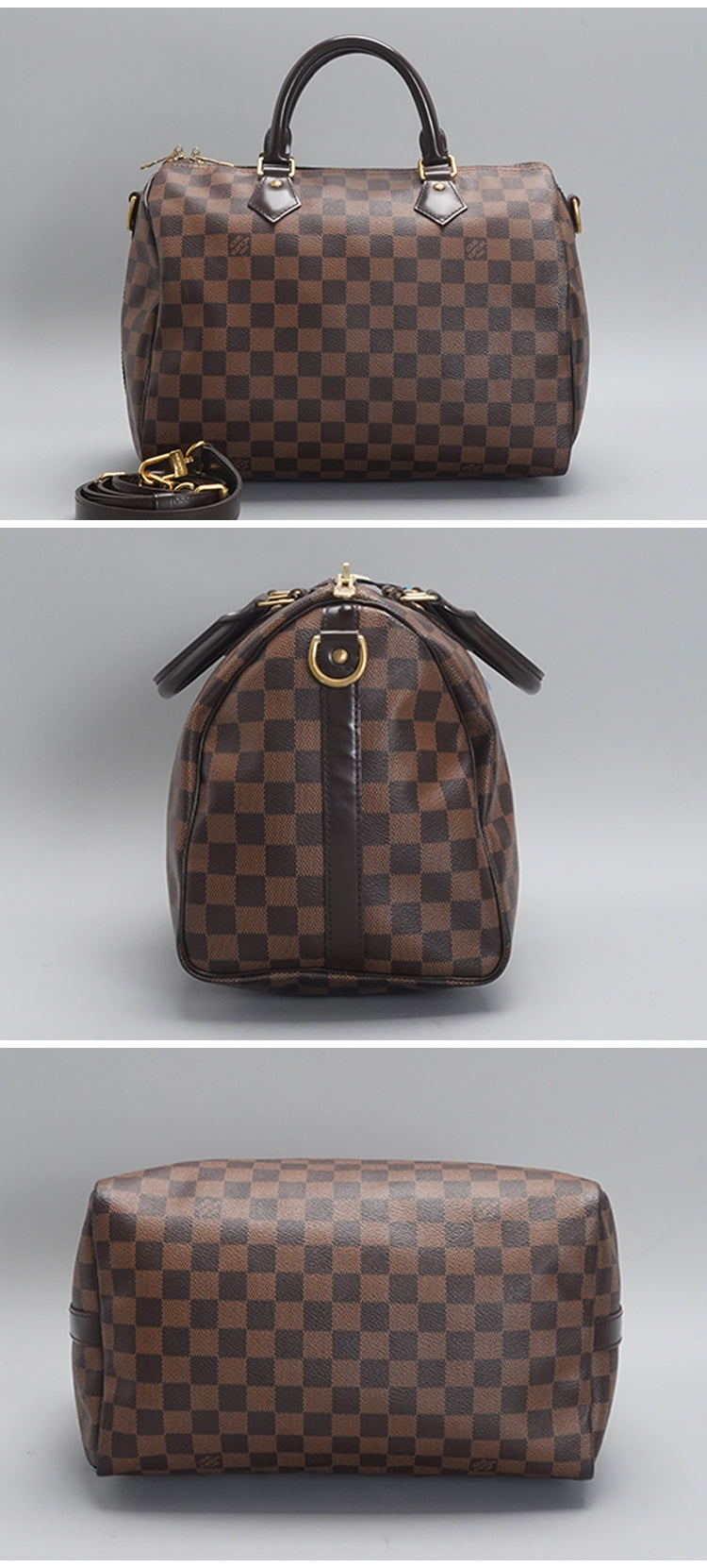 Louis Vuitton speedy30 Shoulder bag with straps, checkered pattern, brown color, BGP19792