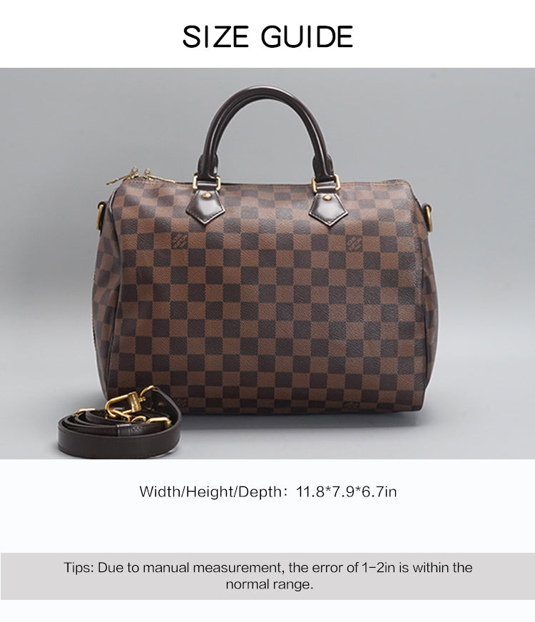 Louis Vuitton speedy30 Shoulder bag with straps, checkered pattern, brown color, BGP19792