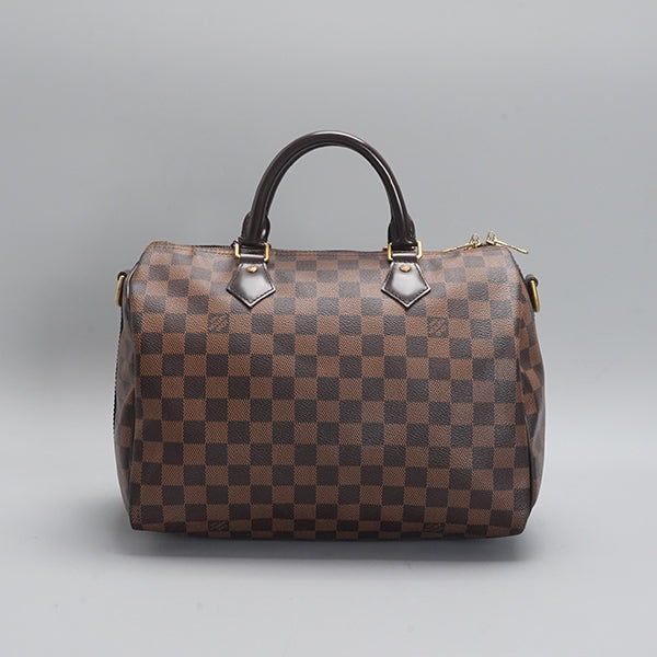 Louis Vuitton speedy30 Shoulder bag with straps, checkered pattern, brown color, BGP19792
