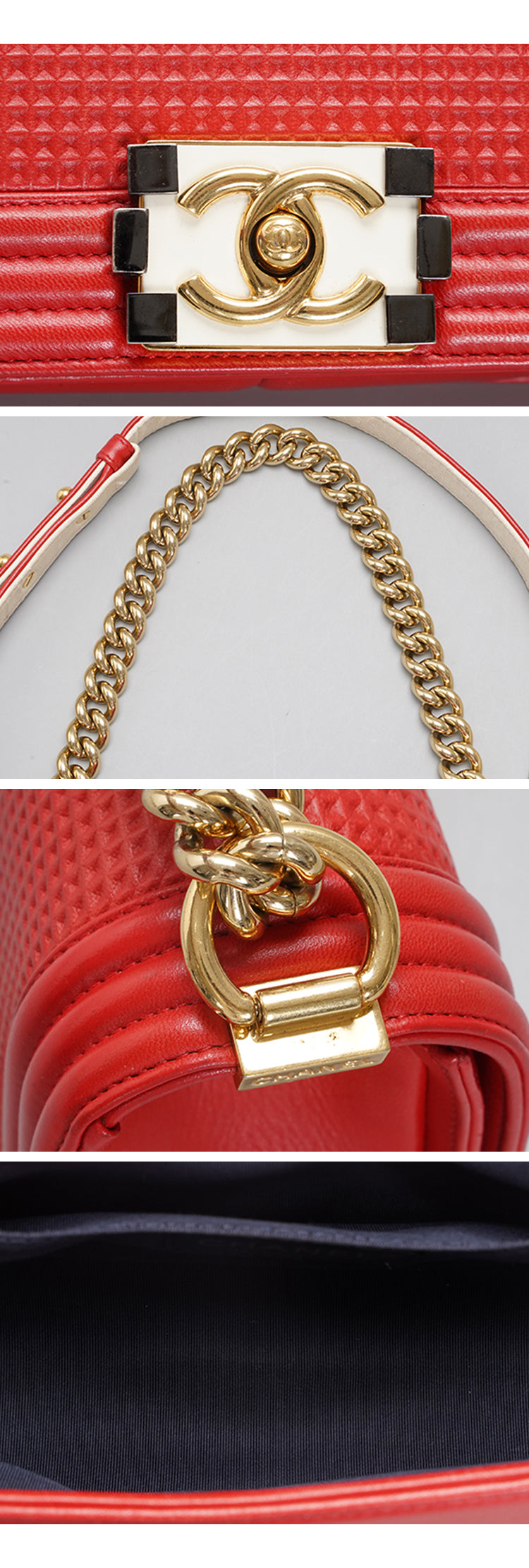 CHANEL Embossed Medium Boy Cube Flap Red shoulder bag BGT128310