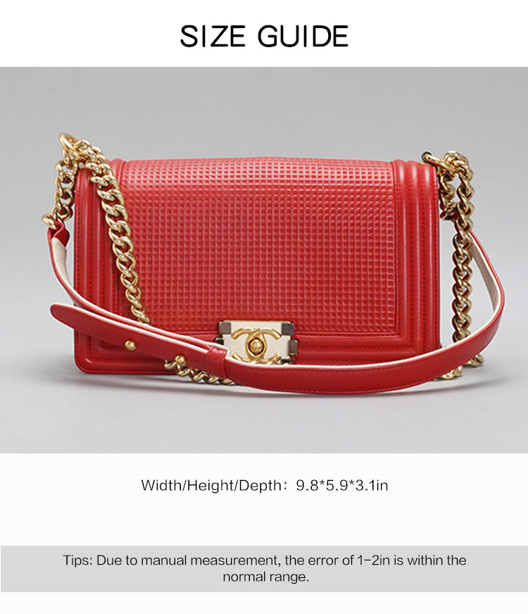 CHANEL Embossed Medium Boy Cube Flap Red shoulder bag BGT128310