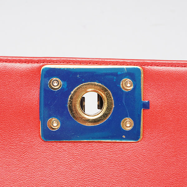 CHANEL Embossed Medium Boy Cube Flap Red shoulder bag BGT128310