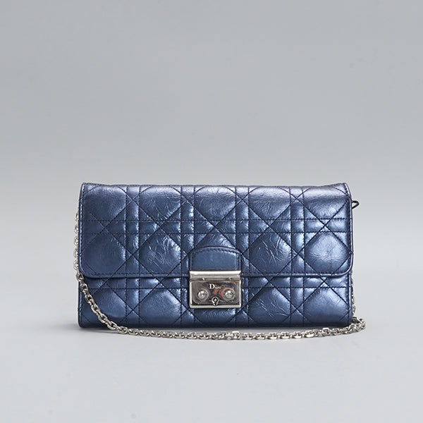 Dior Metallic Blue Quilted Fabric Miss Dior Shoulder Bag BGP072301