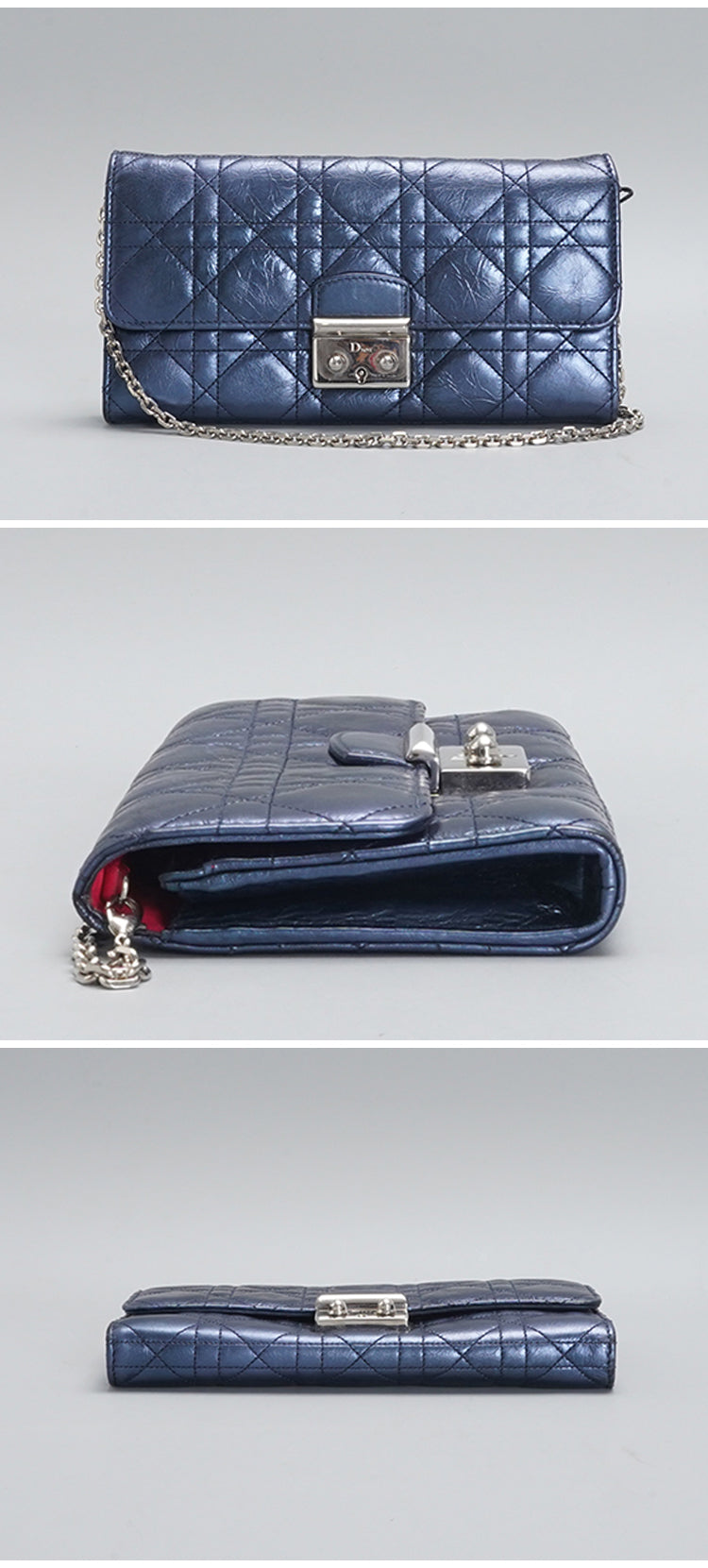 Dior Metallic Blue Quilted Fabric Miss Dior Shoulder Bag BGP072301