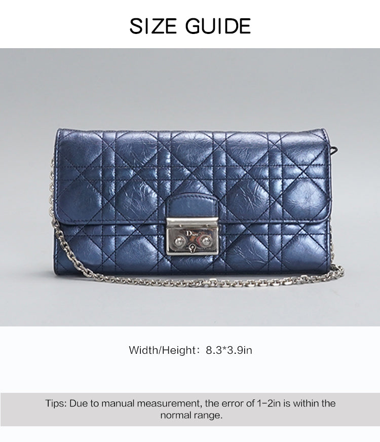 Dior Metallic Blue Quilted Fabric Miss Dior Shoulder Bag BGP072301