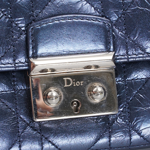 Dior Metallic Blue Quilted Fabric Miss Dior Shoulder Bag BGP072301