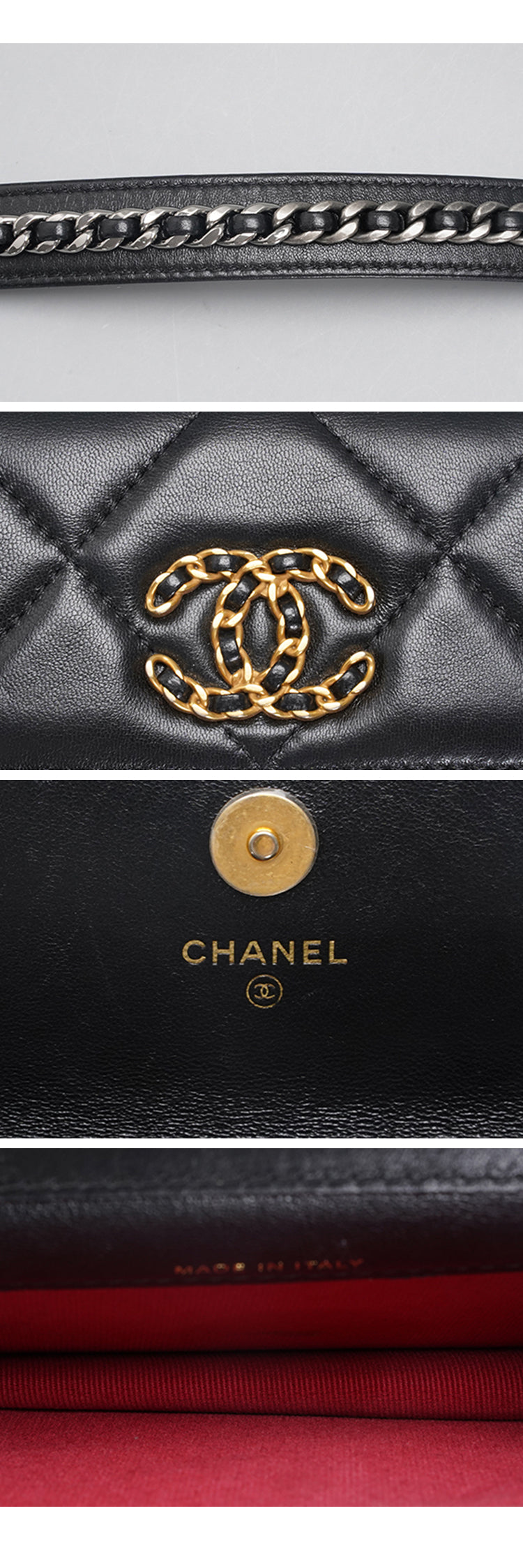 CHANEL 19 Flap Coin Purse Quilted leather Chain Crossbody Bag BGT128309
