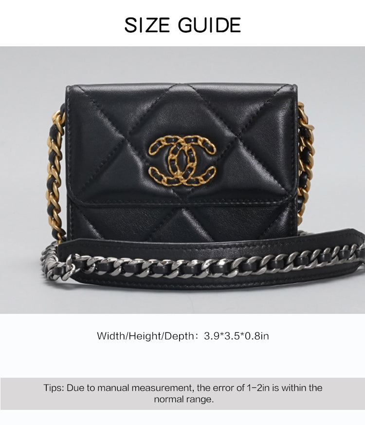 CHANEL 19 Flap Coin Purse Quilted leather Chain Crossbody Bag BGT128309