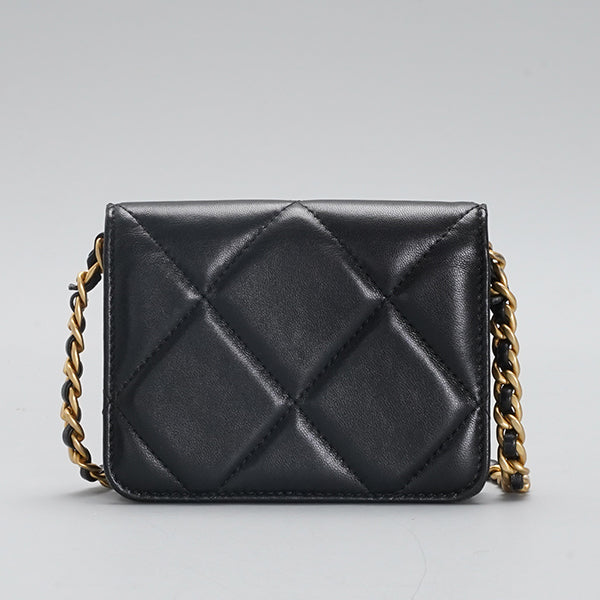 CHANEL 19 Flap Coin Purse Quilted leather Chain Crossbody Bag BGT128309