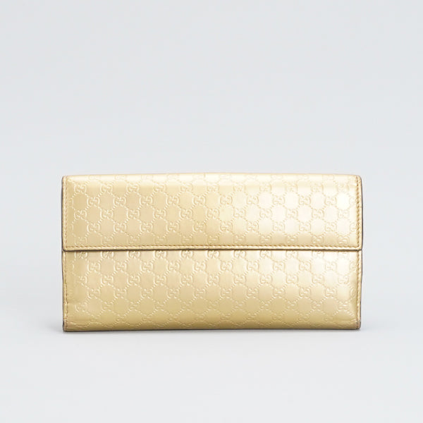 Gucci Gold Guccissima Patent Leather Heart Continental Wallet 19cm BGT123202