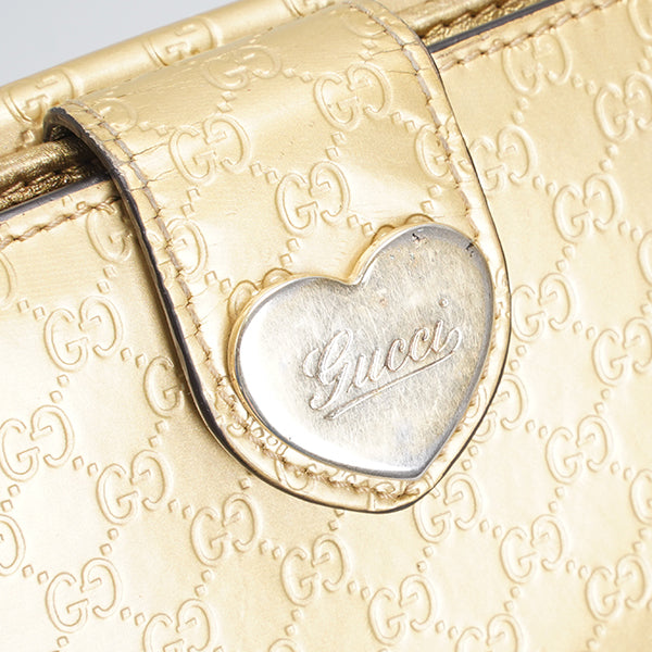 Gucci Gold Guccissima Patent Leather Heart Continental Wallet 19cm BGT123202